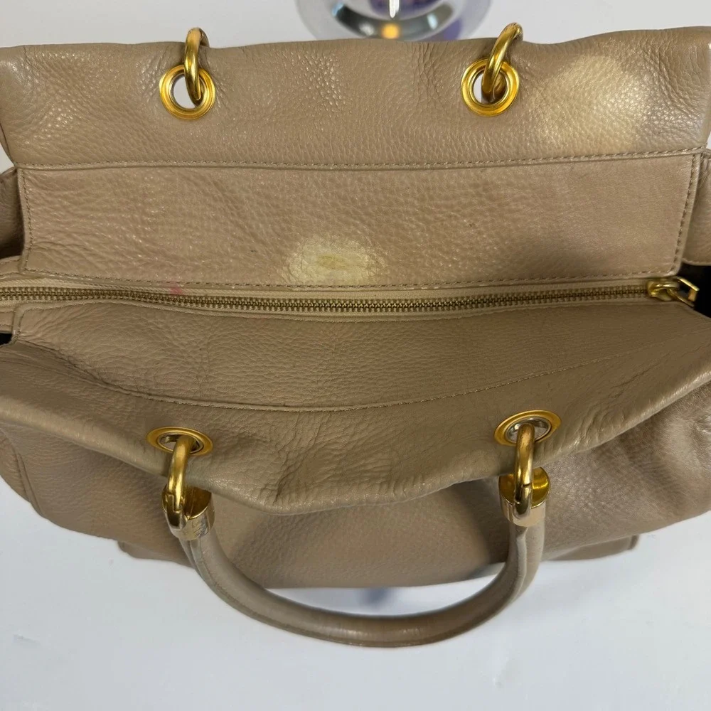 Marc Jacobs Too Hot To Handle Bentley Taupe Leather‎ Satchel Gold Hardware Y2K